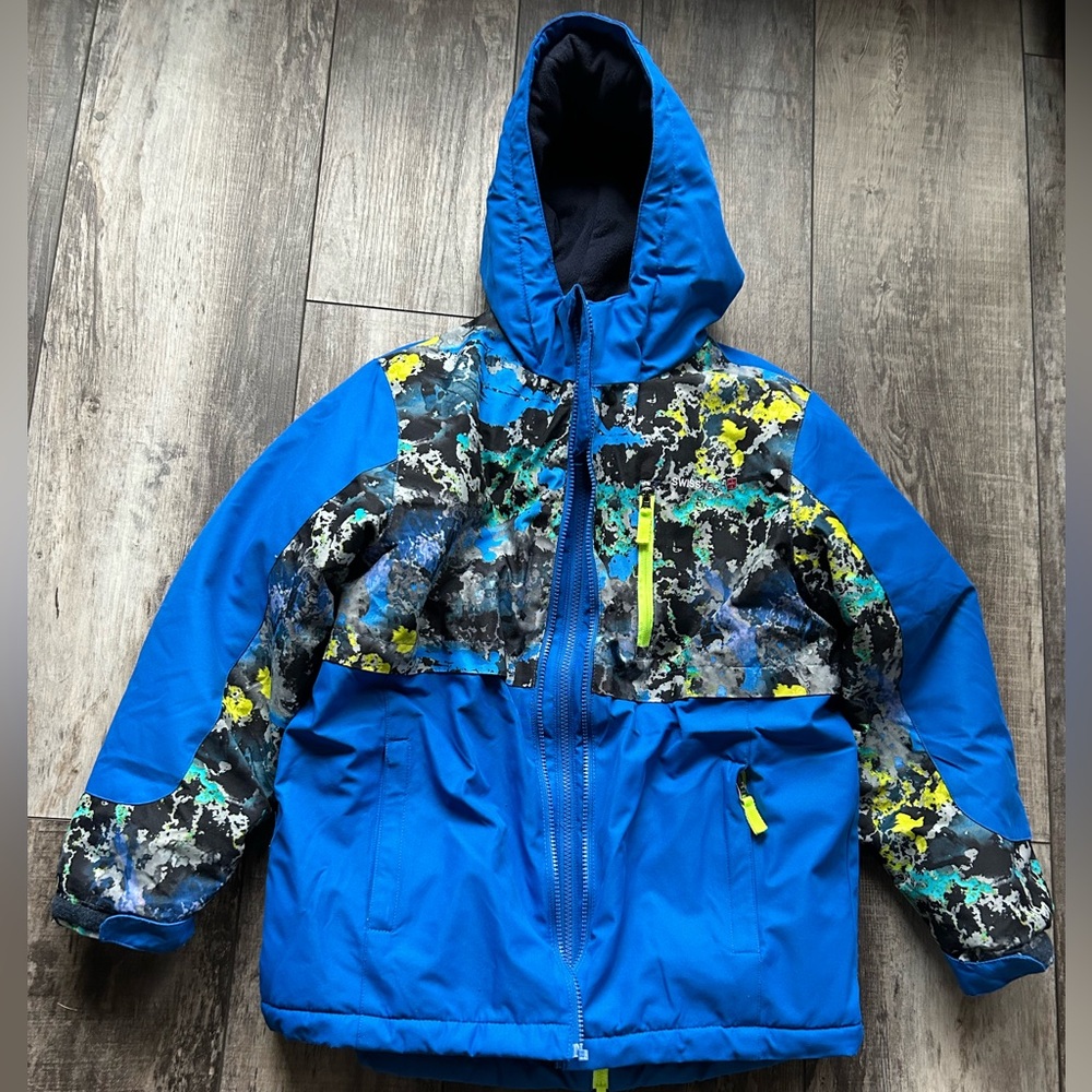 3-in-1 Swiss Tech boy’s size 10/12 bright blue jacket w/gray, black, chartreuse